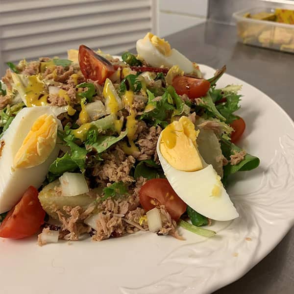 Boiled eggs and salad